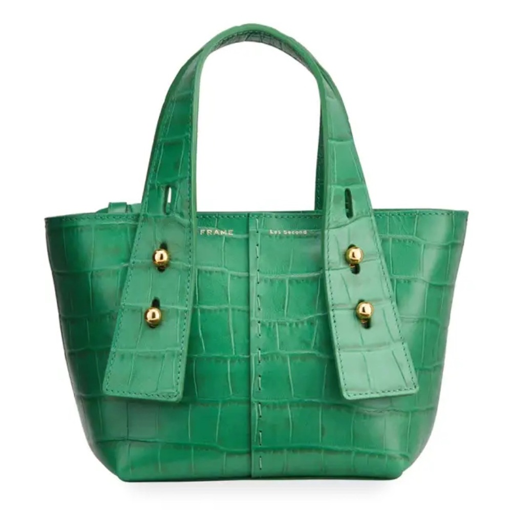 Frame Denim Green Croc-Embossed Tote